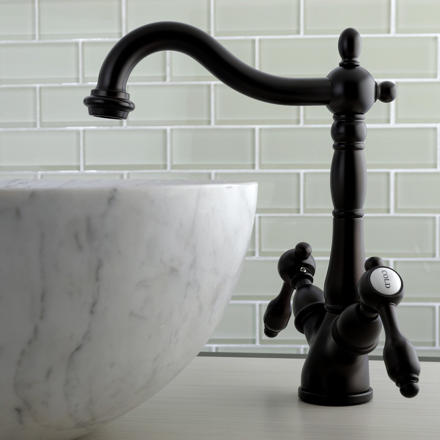 Kingston Heirloom KS1495TAL - Tudor Two-Handle 1-or-3 Hole Deck Mount Vessel Faucet, Oil Rubbed Bronze — thumbnail 2